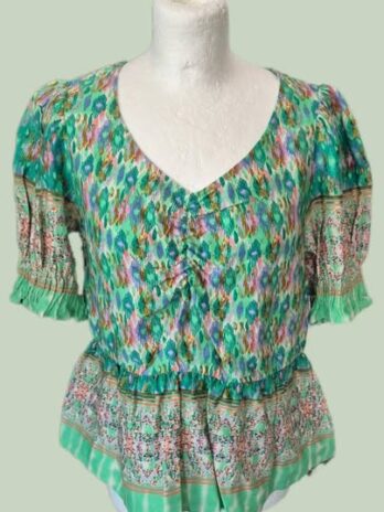 Bluse “ Cream “ Größe 38 in Grün/Bunt gemustert Baumwolle
