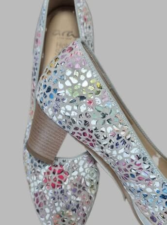 Pumps “ Ara High Soft “ Größe 39,5 in Hellgrau/Bunt gemustert Leder NEU!