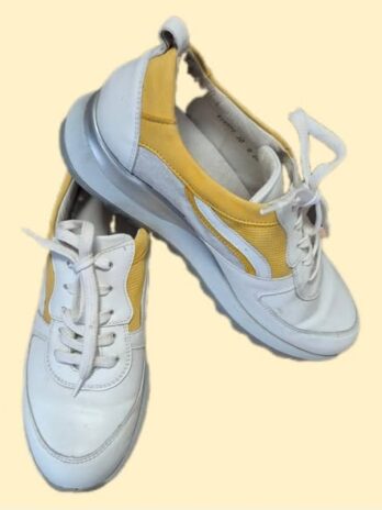 Sneakers “ Waldläufer “ Größe 39 (Weite H) in Weiß/Gelb/Leder
