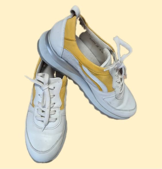 Sneakers " Waldläufer " Größe 39 (Weite H) in Weiß/Gelb/Leder