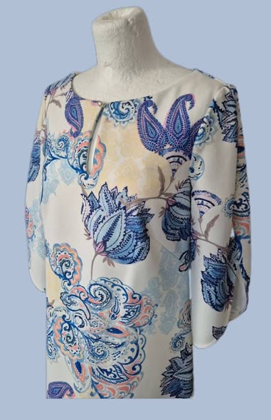 Kleid " Comma " Größe 36 in Weiß/Blau/Gelb gemustert – Bild 2