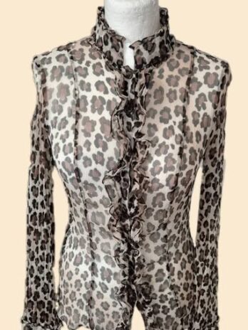 Bluse “ Luisa Cerano “ Größe 36 in Braun/Beige/Schwarz/Animalprint 100% Seide