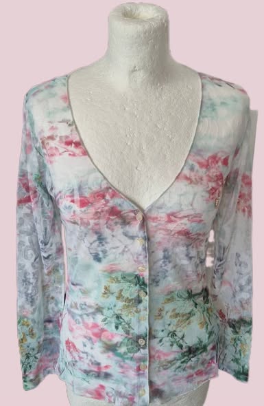 Weste " Trussardi Jeans " Größe 36 in Hellgrau/Grün/Rosa gemustert