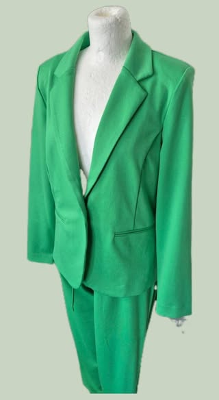 Hosenanzug " ICHI " Größe 36/38 (Hose 36 elastischer Bund Blazer 38) in Smaragdgrün 22% Viscose – Bild 2