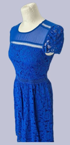 Kleid " Hallhuber " Größe 34/36 in Royalblau/Spitze 40% Viscose 35% Baumwolle – Bild 2