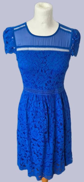 Kleid " Hallhuber " Größe 34/36 in Royalblau/Spitze 40% Viscose 35% Baumwolle