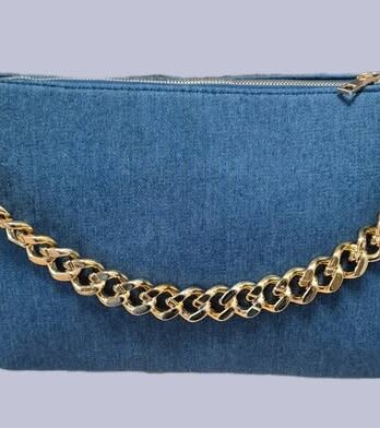 Tasche “ Made in Italy “ in Jeansblau/Gold/Textil Breite ca 34cm Höhe ca 25cm
