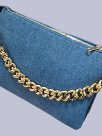 Tasche “ Made in Italy “ in Jeansblau/Gold/Textil Breite ca 34cm Höhe ca 25cm