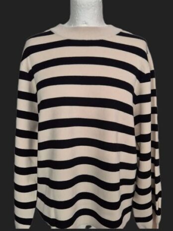 Pulli “ Jake*s “ Größe 40/42 in Schwarz/Offwhite gestreift 75% Viscose