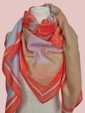 Tuch “ Opus “ in Coralle/Weiß/Beige gemustert