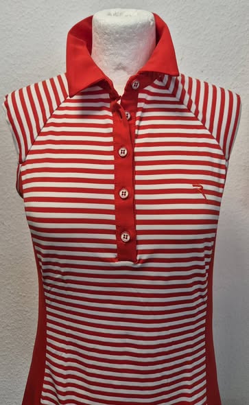 Poloshirt " Chervò " Größe 38 in Rot/Weiß gestreift 95% Polyamide – Bild 2