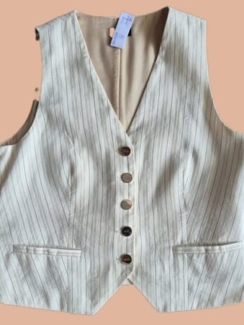 Gilet “ Liu-Jo “ größe 38 in Beige/Camel gestreift 60% Leinen