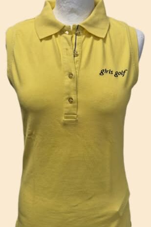Poloshirt “ Girls Golf “ Größe 38 in Zitronengelb/Bestickt 95% Baumwolle