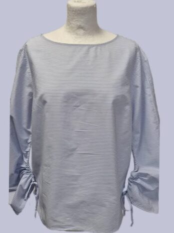 Bluse “ OUI “ Größe 36/38 in Hellblau/Weiß gestreift 100% Baumwolle