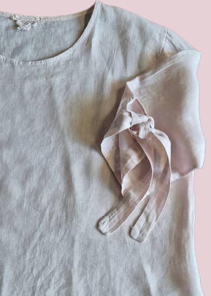 Bluse " Made in Italy " Größe 38/40 in Rosa 100% Leinen – Bild 2