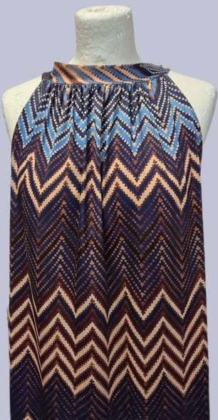 Kleid " Made in Italy " Größe 38 in Dunkelblau/Hellblau/Beige/Braun gemustert – Bild 2