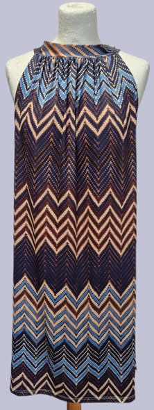 Kleid " Made in Italy " Größe 38 in Dunkelblau/Hellblau/Beige/Braun gemustert