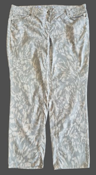 Jeans " Madeleine " Größe 46 in Hellgrau/Rosa gemustert Baumwolle
