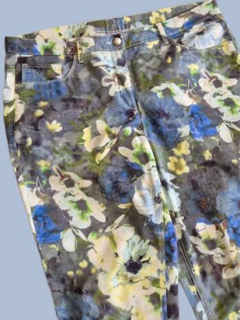 Jeans “ Ulla Popken “ Größe 46 in Blau/Gelb/Grün/Bunt gemustert Baumwolle