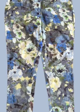 Jeans “ Ulla Popken “ Größe 46 in Blau/Gelb/Grün/Bunt gemustert Baumwolle