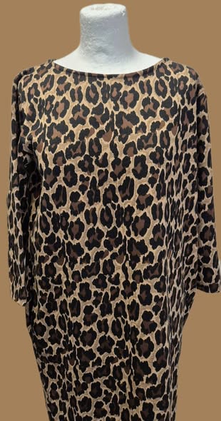 Kleid " la fée Maraboutèe " Größe 36/38 in Schwarz/Schokobraun/Beige Animalprint – Bild 2