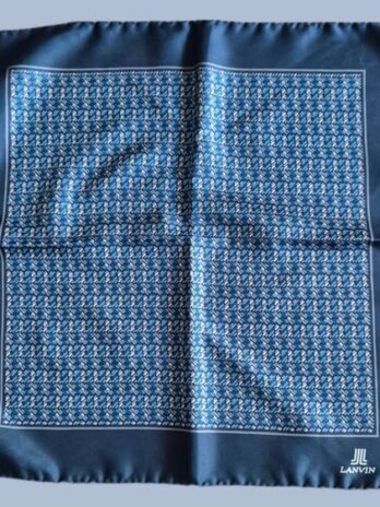 Einstecktuch “ Lanvin “ in Blau gemustert 100% Seide handgerollt