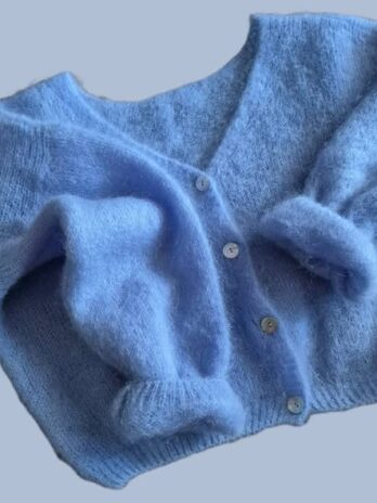 Cropped Cardigan “ Americandreams “ Größe 38/40 in Hellblau 76% Mohair 4% Wolle