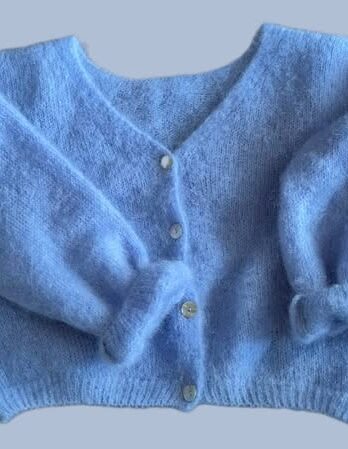 Cropped Cardigan “ Americandreams “ Größe 38/40 in Hellblau 76% Mohair 4% Wolle