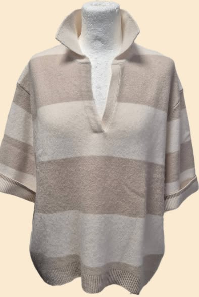 Pulli " FTC " Größe 40/42 in Beige/Offwhite gestreift 93% Cashmere