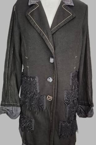 Longblazer “ Bottega “ Größe 38/40 in Schwarz/Anthrazitgrau 33% Viscose