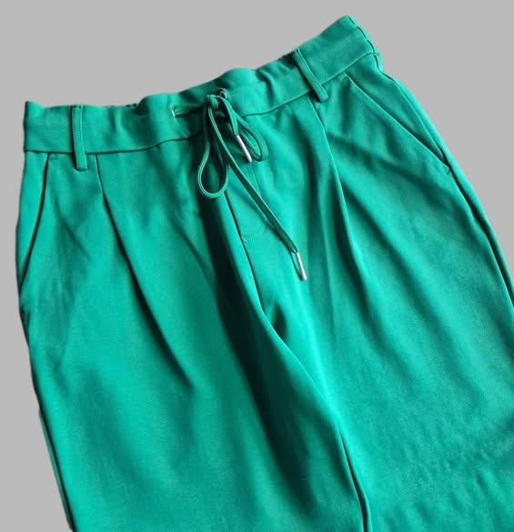 Hose " Benetton " Größe 42 in Smaragdgrün elastischer Bund – Bild 2