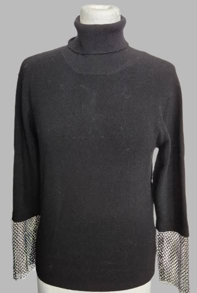 Rolli " Kaos " Größe 36 in Schwarz/Silber/Steine bestickt 72% Viscose