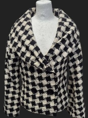 Jacke “ Nicowa “ Größe 36 in Schwarz/Offwhite/Hahnentritt kariert 100% Wolle