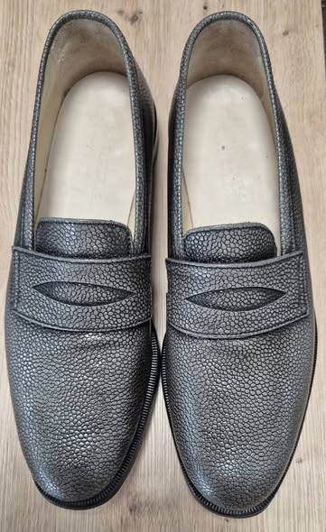 Loafers " Handmacher " Größe 38 in Anthrazitgrau/Leder klassisch holzgenagelt