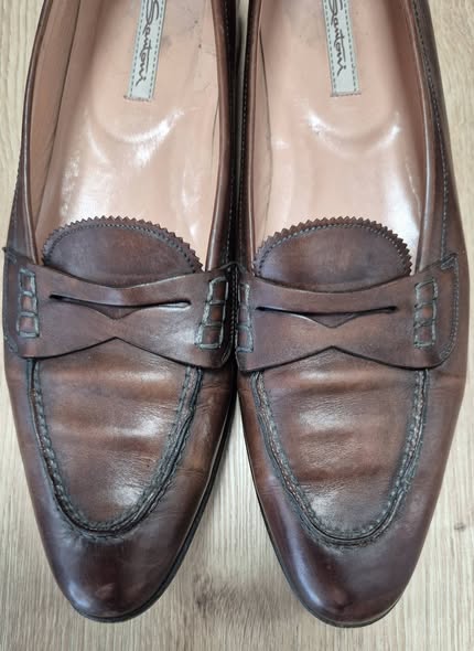 Loafers " Santoni " Größe 38 in Dunkelbraun/Leder – Bild 2