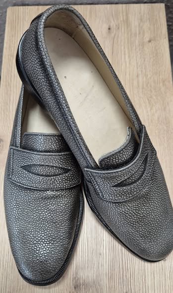 Loafers " Handmacher " Größe 38 in Anthrazitgrau/Leder klassisch holzgenagelt – Bild 2