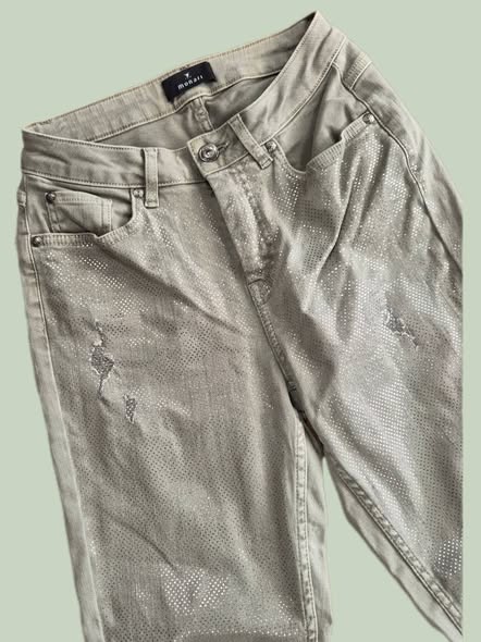 Jeans " Monari " Größe 36 in Khakigrün/Silber 98% Baumwolle – Bild 2