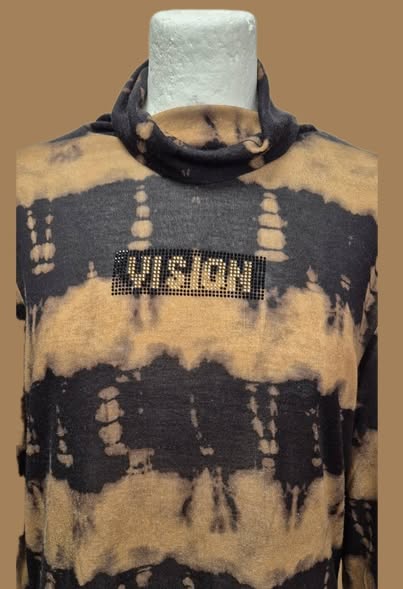 Shirt " Marc Aurel " Größe 42 in Schwarz/Camel/Batik 100% Viscose – Bild 2