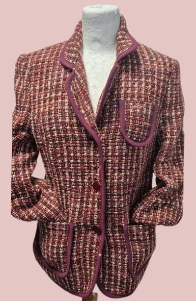 Blazer " IRB Fashion " Größe 36 in Beere/Beige gemustert 30% Wolle – Bild 2