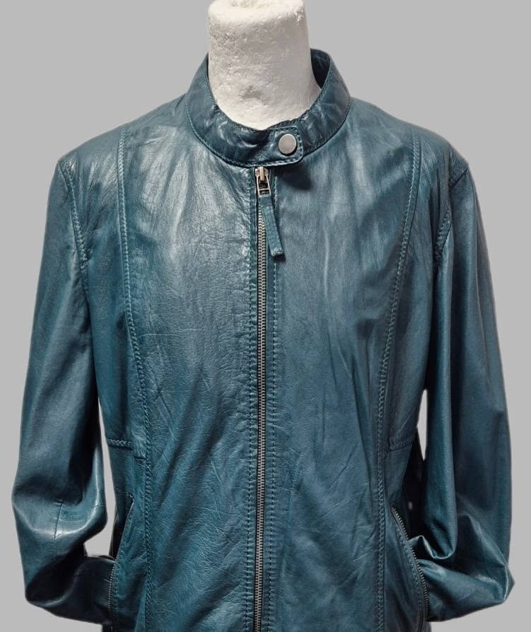 Jacke " Jones " Größe 38 in Petrol/Leder – Bild 2