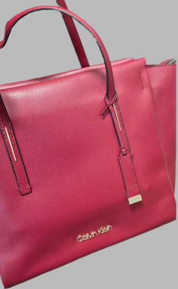Tasche/Shopper " Calvin Klein " in Weinrot/Kunstleder Breite ca 45cm Höhe ca 32cm – Bild 2