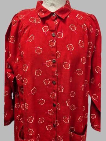 Blusenjacke “ Gudrun Sjöden “ Größe OS (38-40/42) in Rot gemustert 100% Leinen