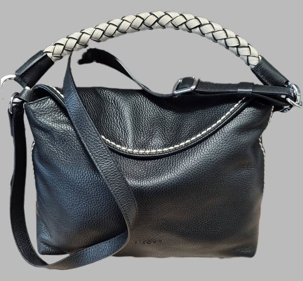 Tasche " Visona " in Schwarz/Leder Breite ca 38cm Höhe ca 29cm