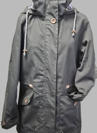 Jacke mit Kapuze “ Blue Wave “ Größe 42 in Dunkelblau wasserabweisend (abnehmbare Kapuze) 35% Baumwolle