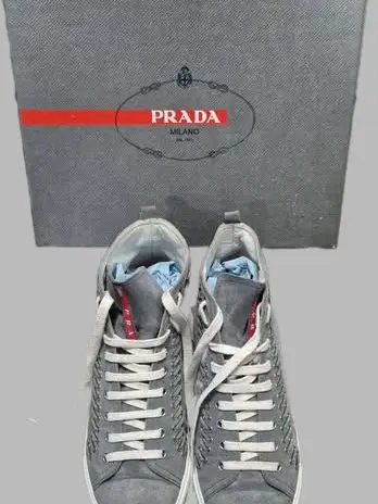 Sneakers “ Prada “ Größe 39,5 in Graublau/Leder