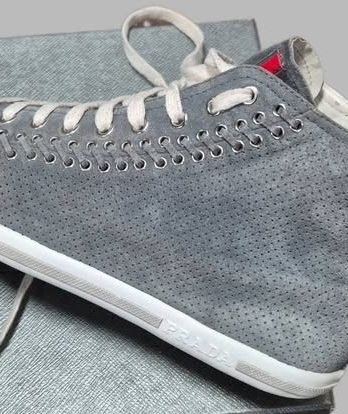 Sneakers “ Prada “ Größe 39,5 in Graublau/Leder
