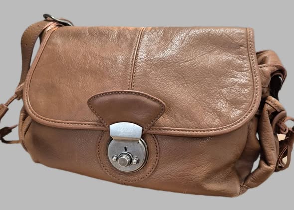 Tasche " Upla " in Cognac/Leder Breite ca 36cm Höhe ca 25cm (leichte Gebrauchsspuren) – Bild 2