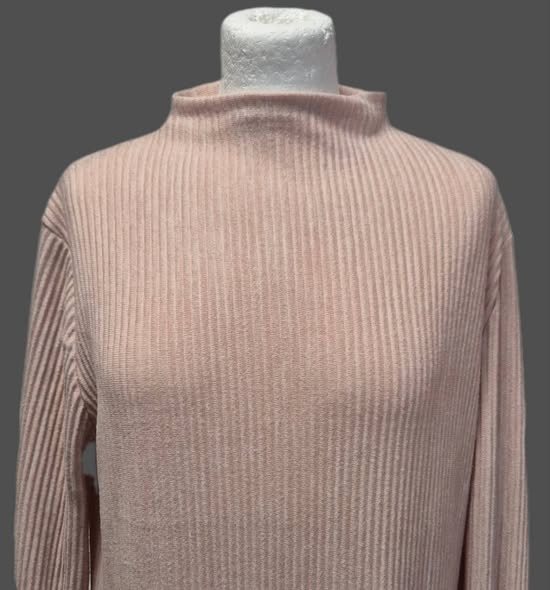 Rippstrickkleid " Made in Italy " Größe 40 in Beige – Bild 2