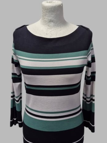 Strickkleid “ Hugo Boss “ Größe 36 in Schwarz/Salbeigrün/Hellgrau gestreift